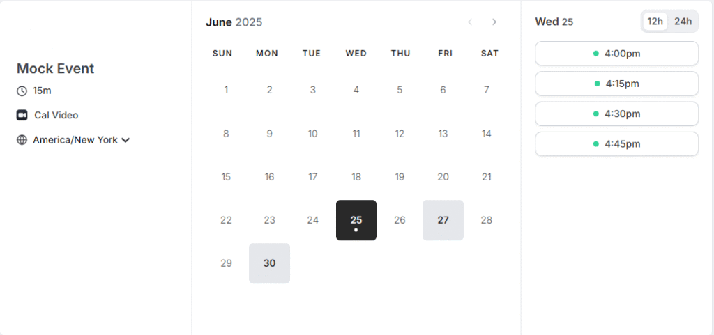 Cal.com Booking Mockup