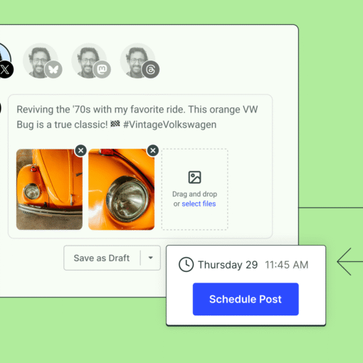 Buffer dashboard with a scheduled social media post